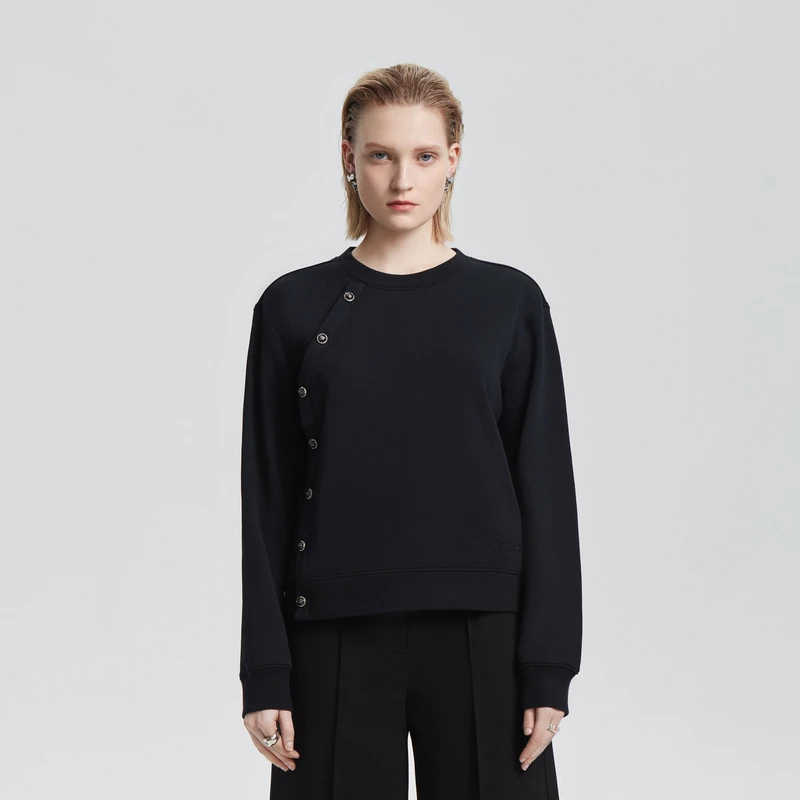 【大可专属】KARLLAGERFELD单边扣装饰卫衣老佛爷213L1738