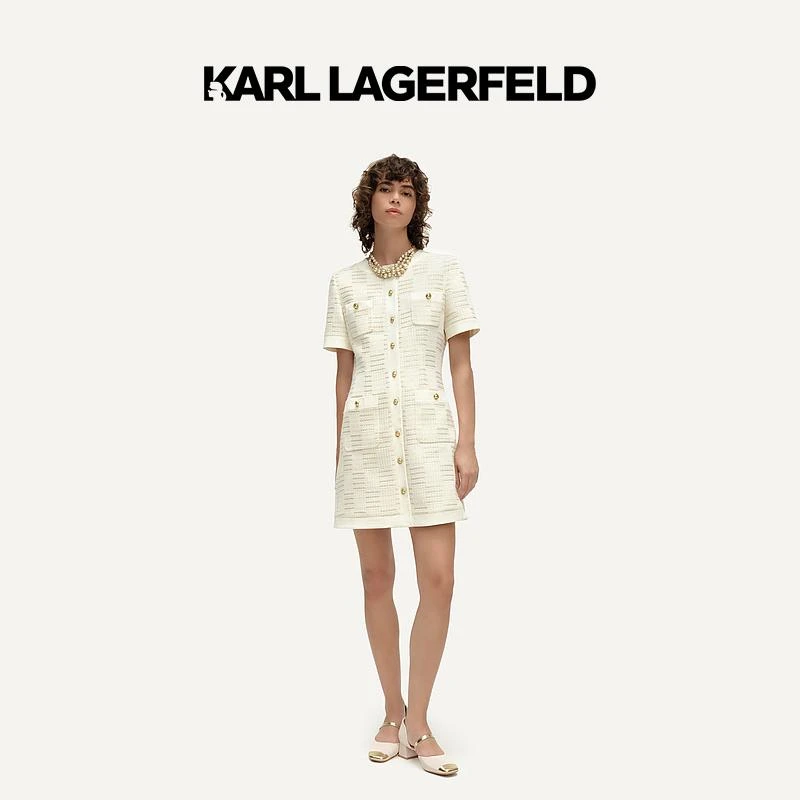 【官方】KARL LAGERFELD卡尔拉格斐春收腰小香风连衣裙K26E1314