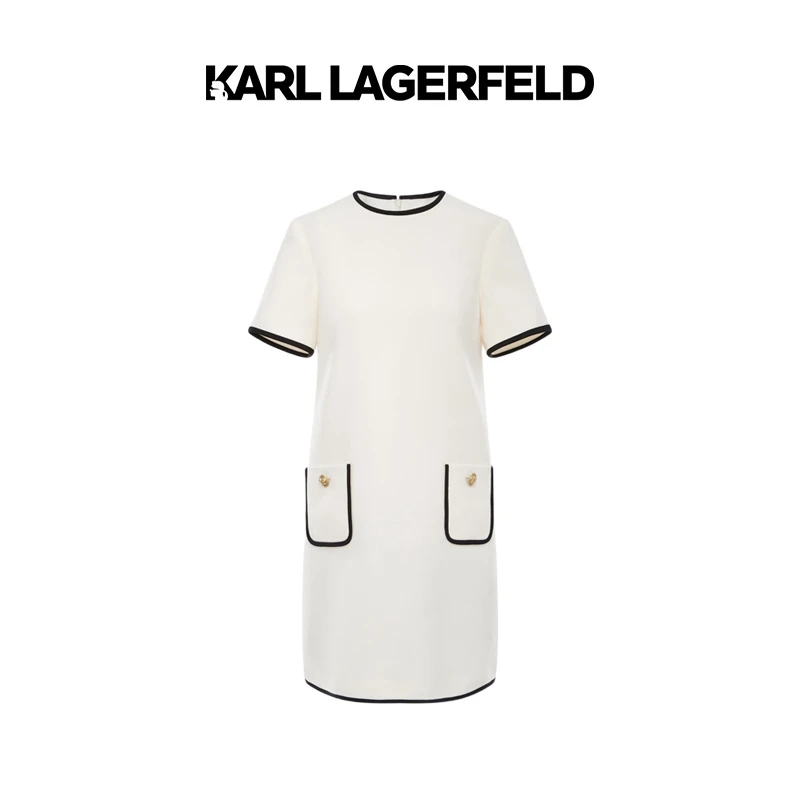 【官方】KARL LAGERFELD卡尔拉格斐新撞色边连衣裙老佛爷M22E1371