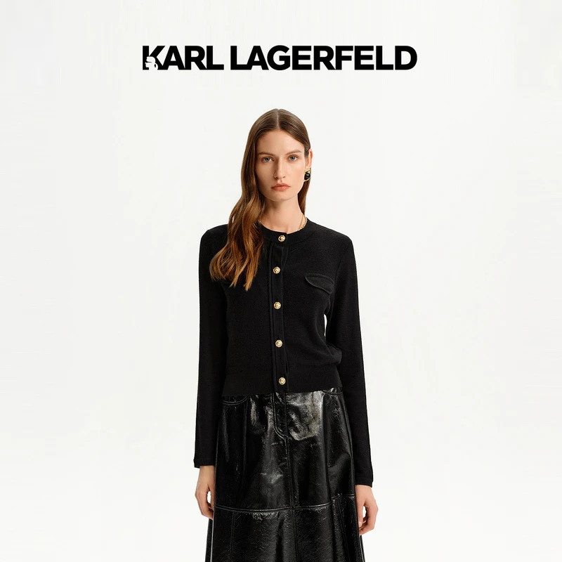 【晨粉专享价】KARL LAGERFELD24长袖小花边开衫老佛爷K27E2215