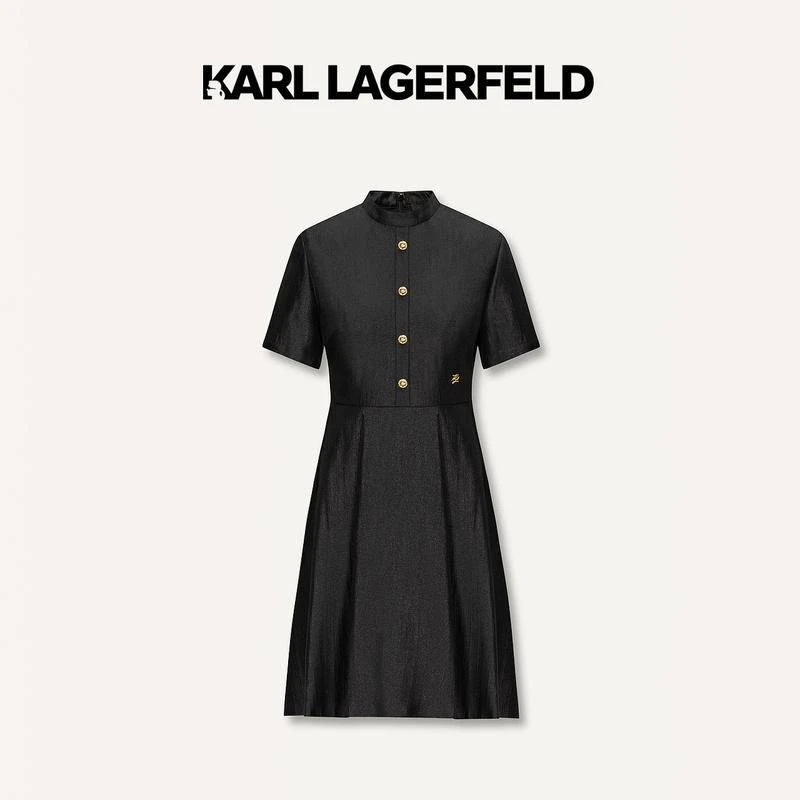 KARL LAGERFELD卡尔拉格斐收腰梭织小黑裙E41W1326