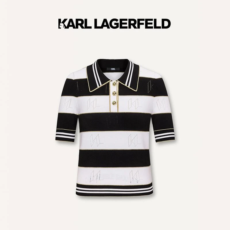 【Banjour专属】KARL LAGERFELD夏款黑白条纹针织套头衫E42W2026