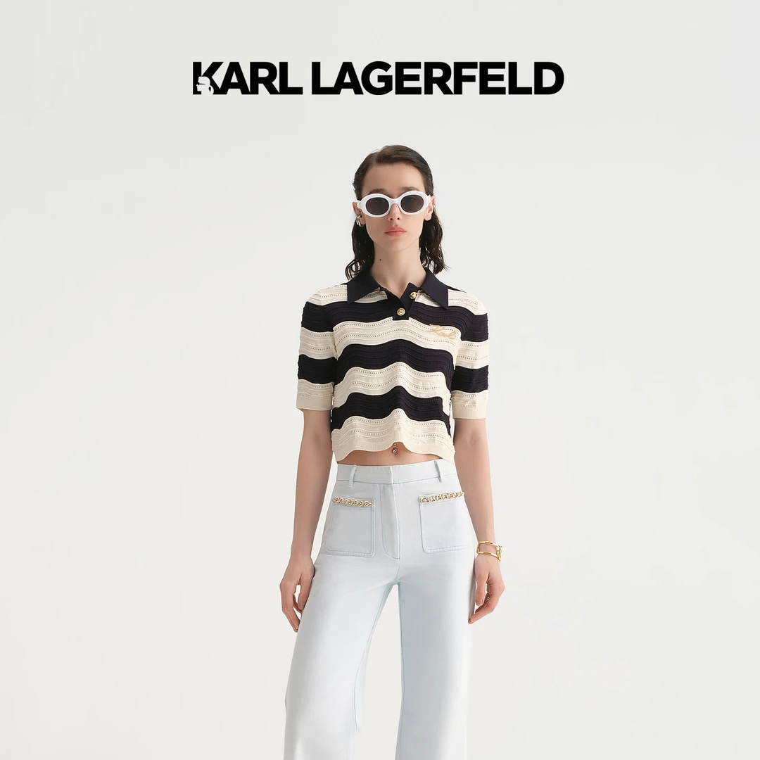 【8秒专属】KARLLAGERFELD卡尔拉格斐条纹毛针织衫E33L2005