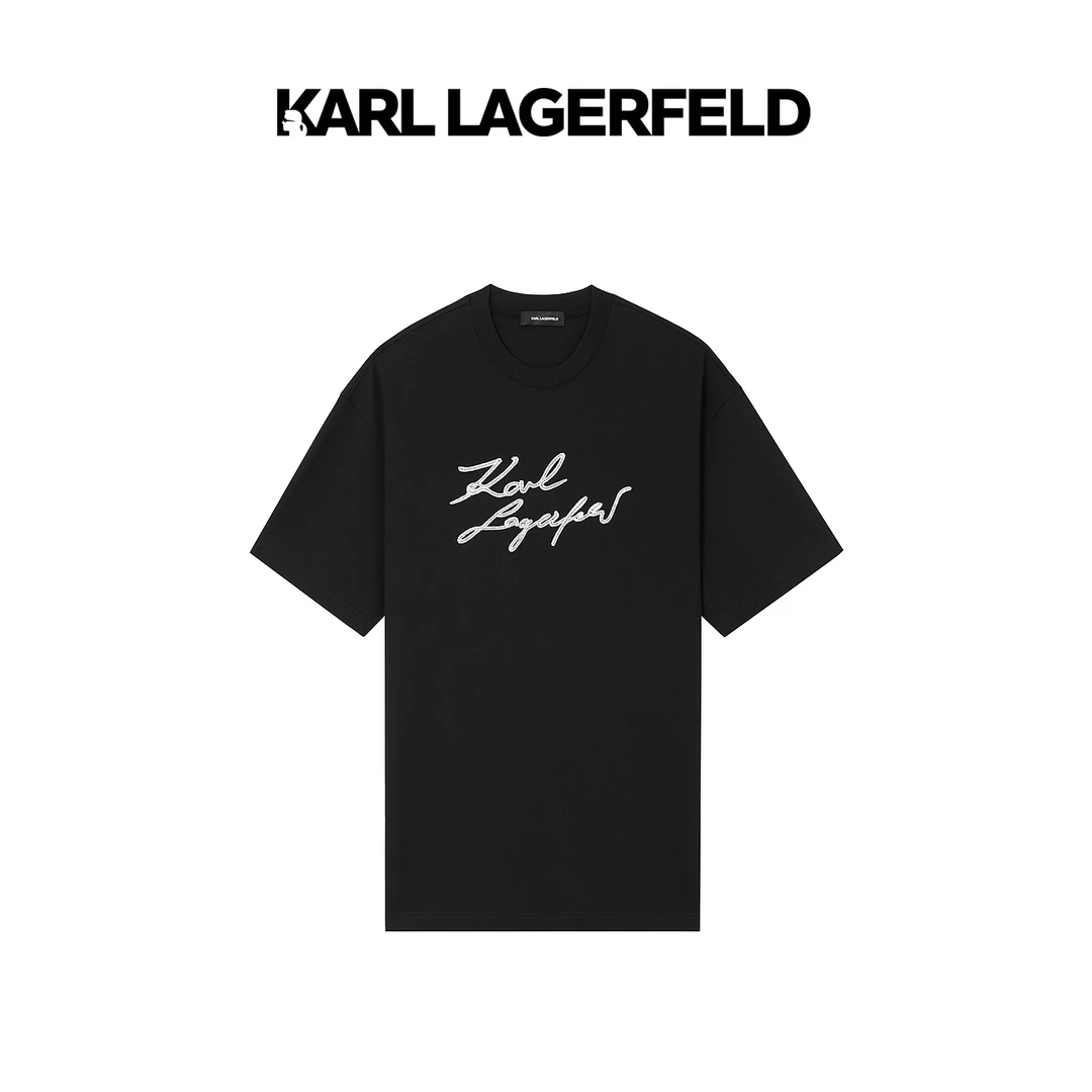 【官方男装】KARL LAGERFELD卡尔拉格斐新款手签T恤老佛爷236M1758