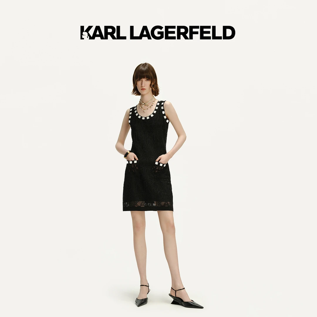【官方】KARL LAGERFELD卡尔拉格斐2024夏款针织无袖连衣裙241L1338