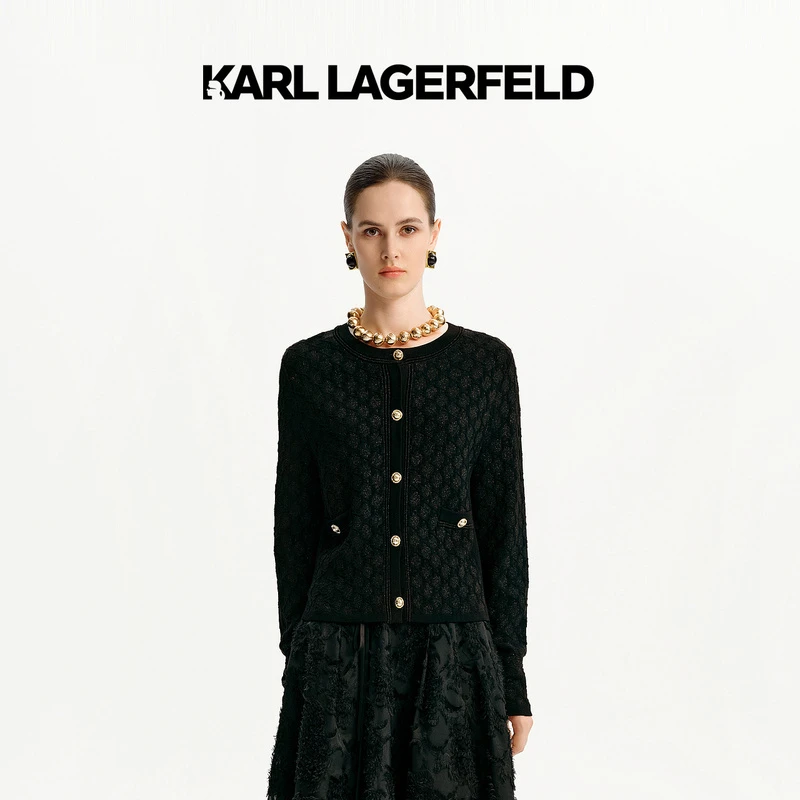 【晨粉专享价】KARL LAGERFELD卡尔拉格斐提花开衫老佛爷K26E2216