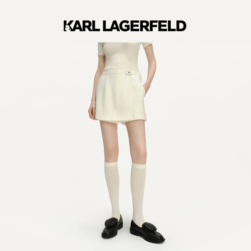 【官方】KARL LAGERFELD卡尔拉格斐24季新款白色短裤老佛爷241L1050