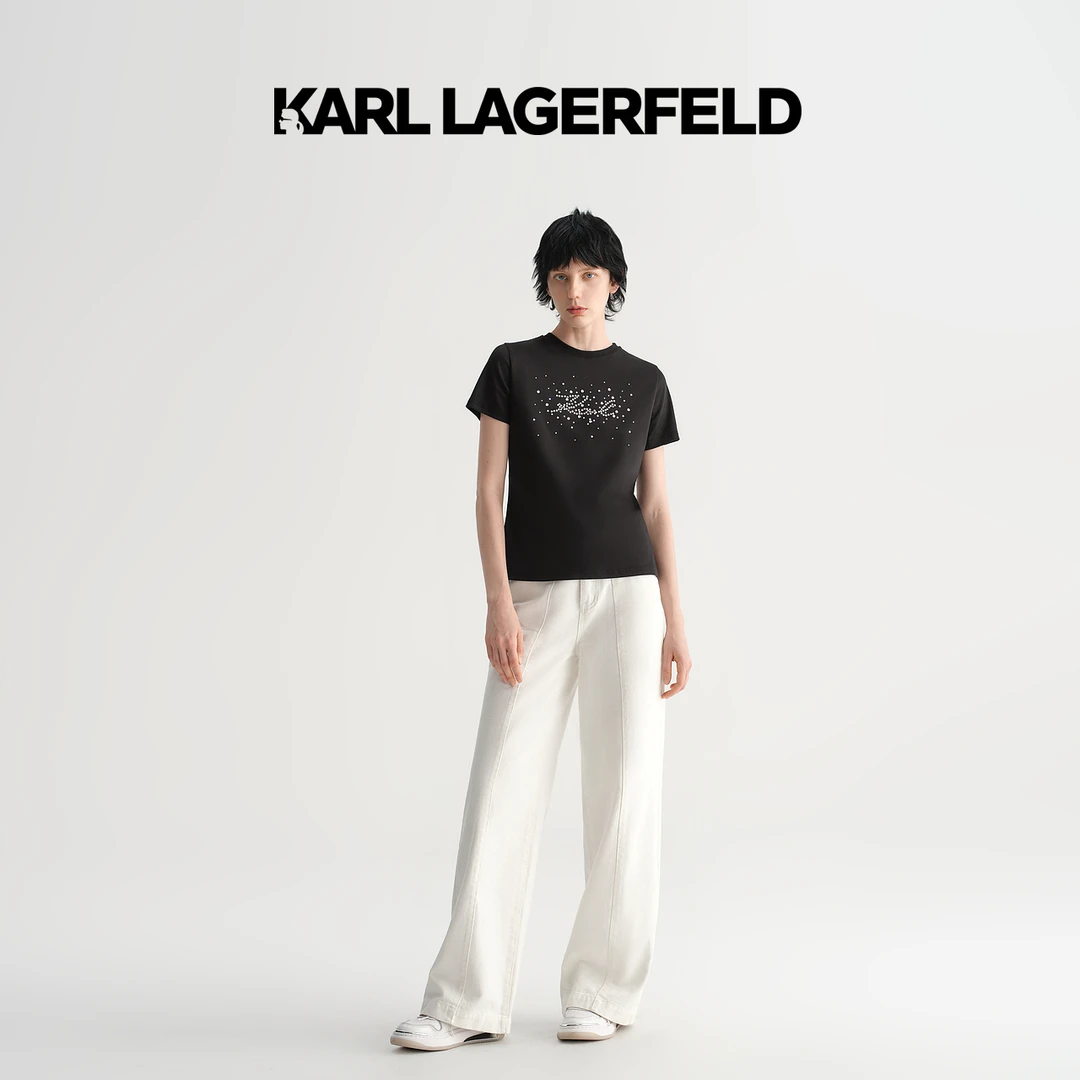 【晨粉专享价】KARLLAGERFELD卡尔拉格斐春新款阔腿牛仔裤231L1105