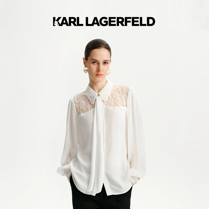 【晨粉专享价】KARL LAGERFELD秋蕾丝拼接衬衫老佛爷K26E1602