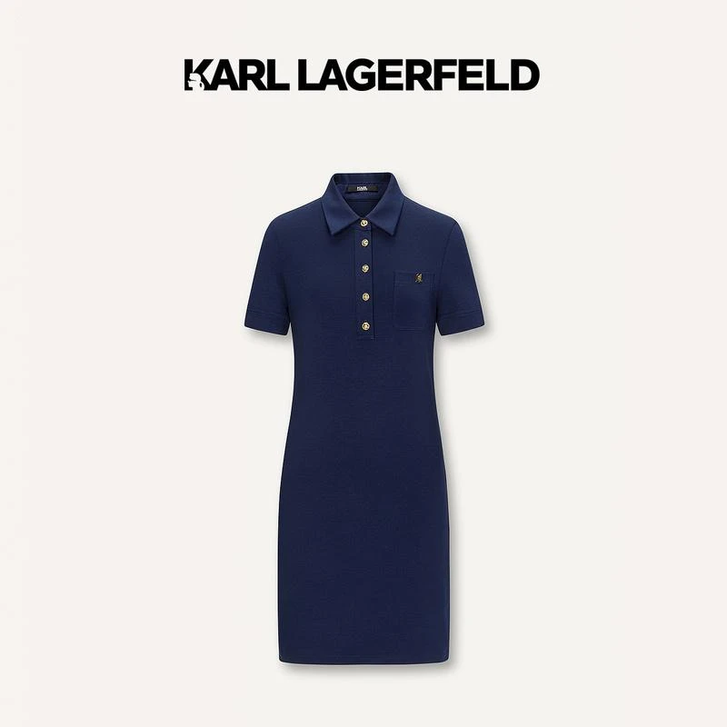 【大可专属】KARLLAGERFELD春藏蓝色直身连衣裙E41W1324