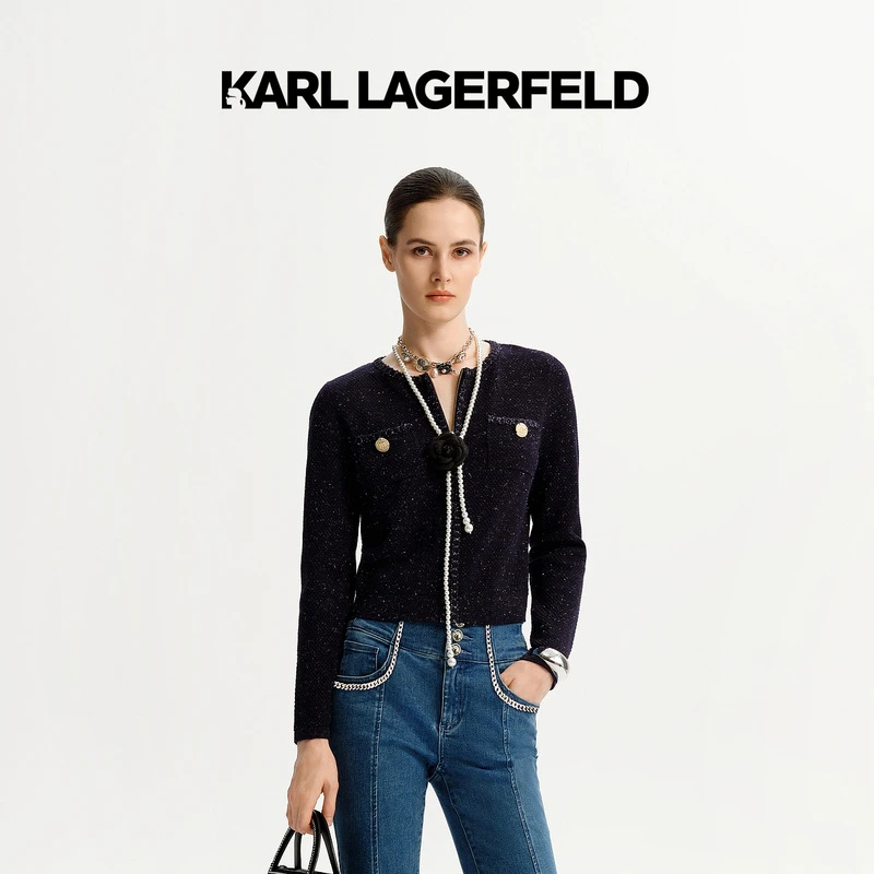 KARL LAGERFELD/卡尔拉格斐【星线好物】拉链开衫老佛爷K26E2210
