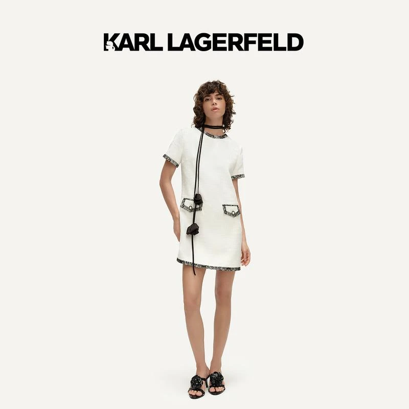 【赵老板专属】KARLLAGERFELD撞色花边花纱连衣裙M105
