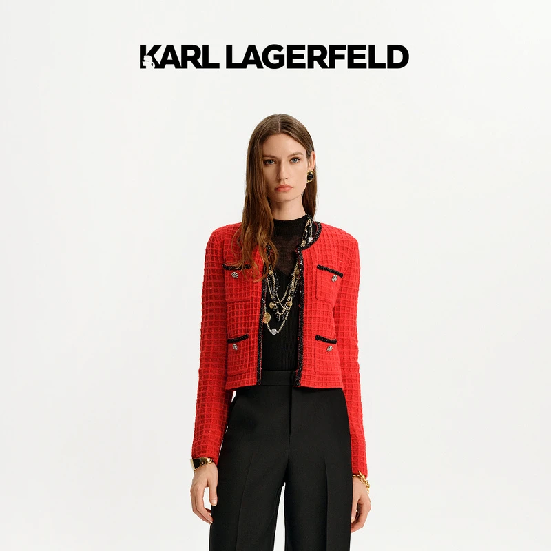 【晨粉专享价】KARL LAGERFELD24秋冬新针织开衫老佛爷K27E2202