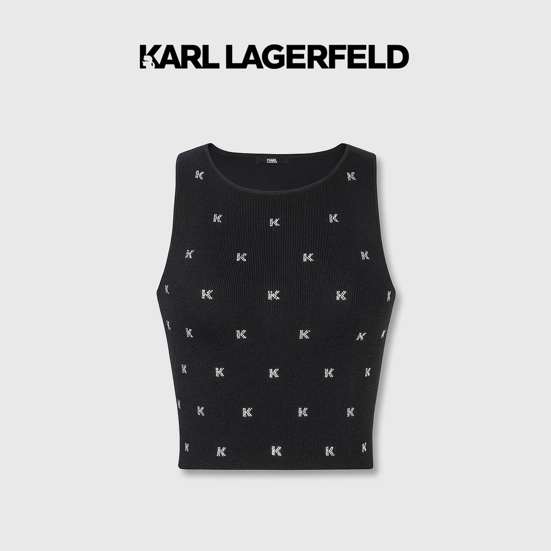 【Angel专属】KARL LAGERFELD 烫钻针织百搭无袖套头背心E36W2029