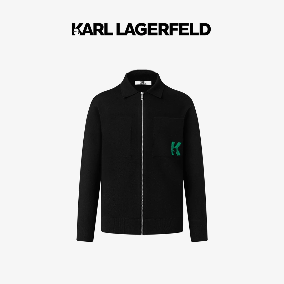 【官方男装】KARL LAGERFELD秋冬拉链毛衣开衫老佛爷E41M2002