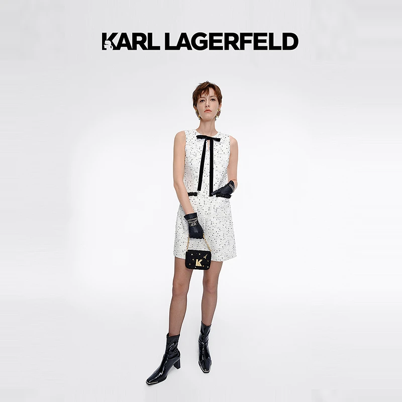 【官方】KARL LAGERFELD卡尔拉格斐2025春季新款白色连衣裙M21L1335