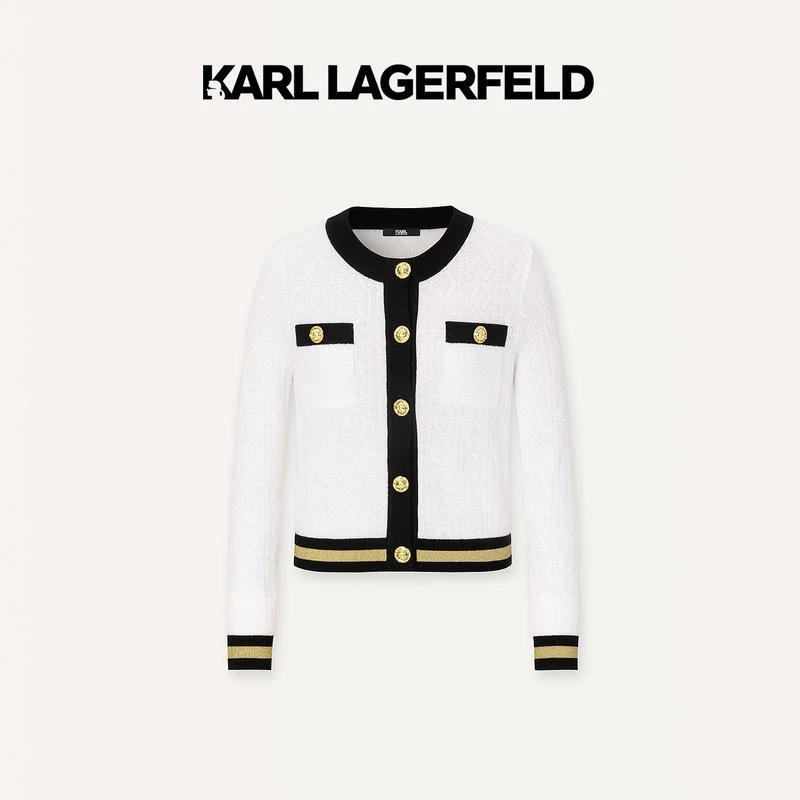 【Banjour专属】KARL LAGERFELD春提花撞色边针织开衫E41W2002