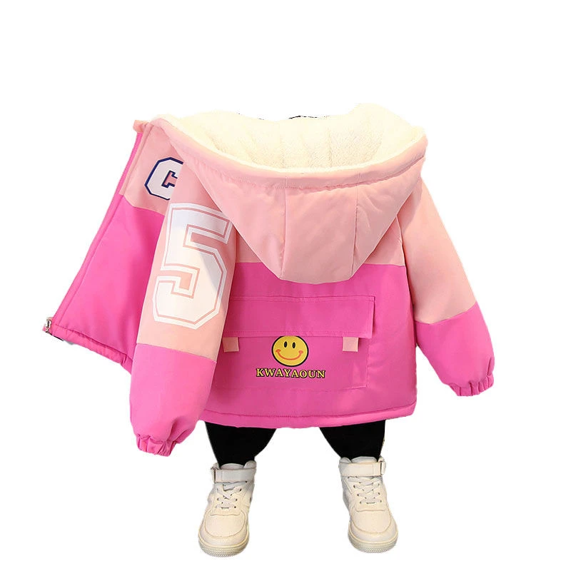 派克服加绒外套秋冬季2023新款棉服儿童女童宝宝加厚冲锋衣潮D81