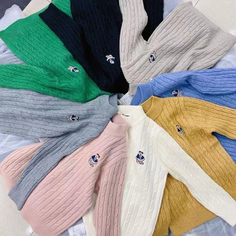 男童女童2023年新款宝宝秋冬圆领套头麻花打底长袖毛衣针织D69