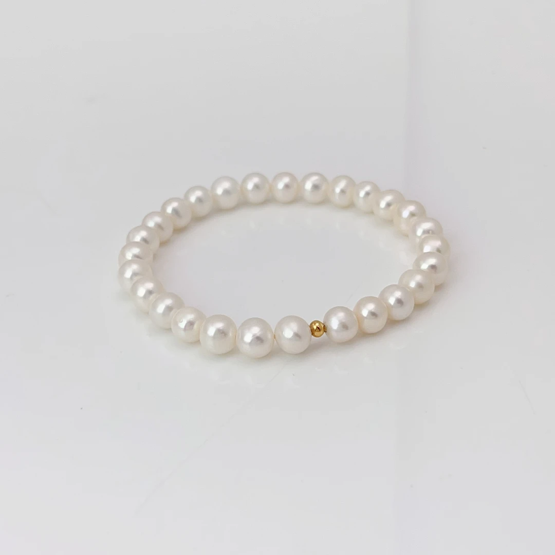 【白茶z】约6-7mm淡水无核珍珠手链经典轻奢气质百搭简约  DSL00635