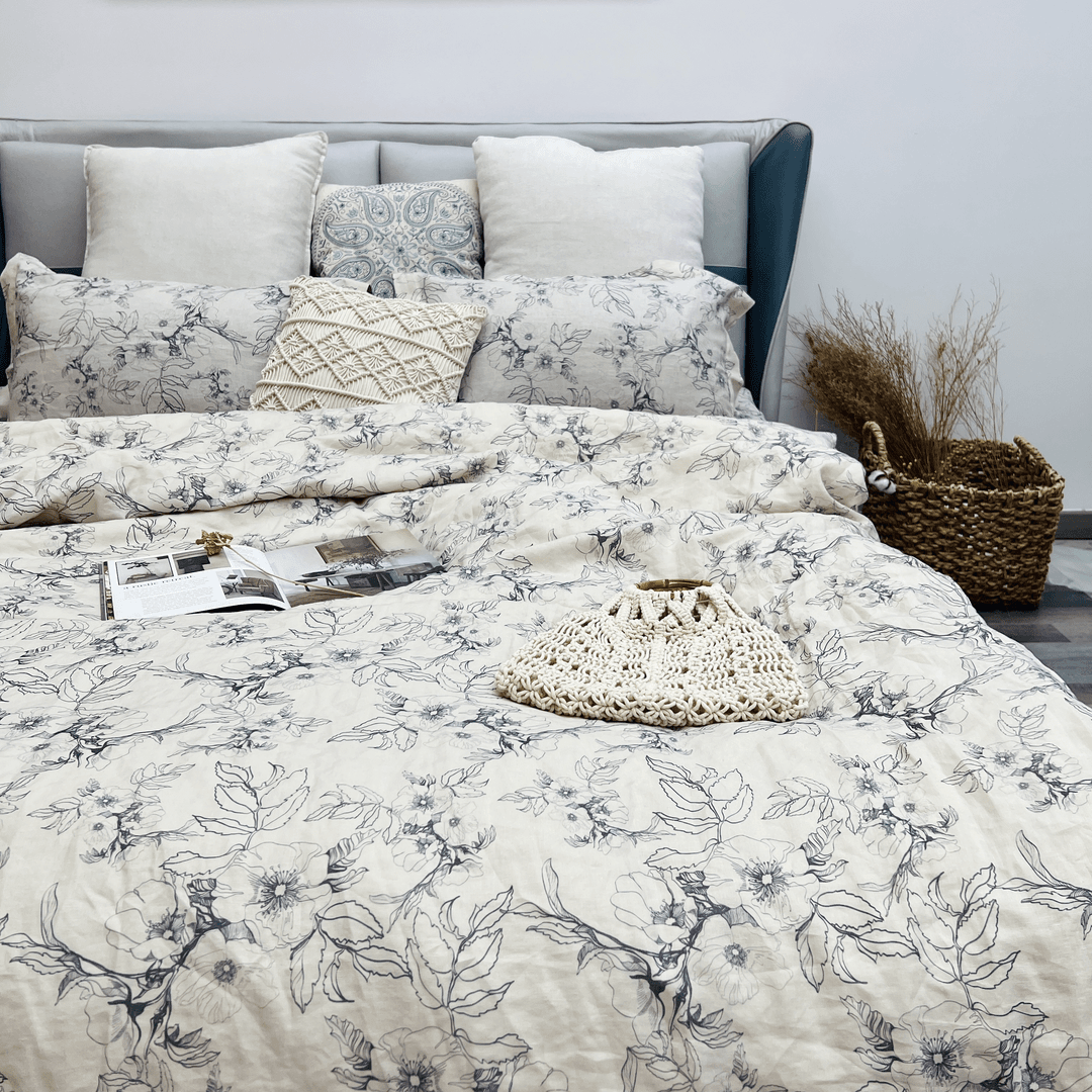 【法国进口】纯亚麻数码印花工艺原麻色四件套