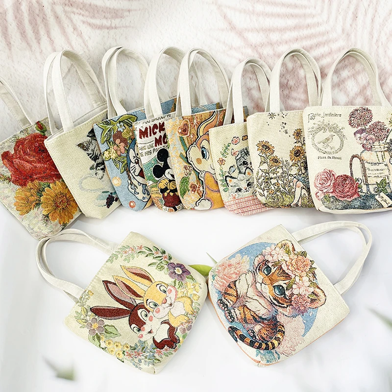 A112小号提花刺绣帆布手提包手拎包手机包时尚百搭休闲日式通用女