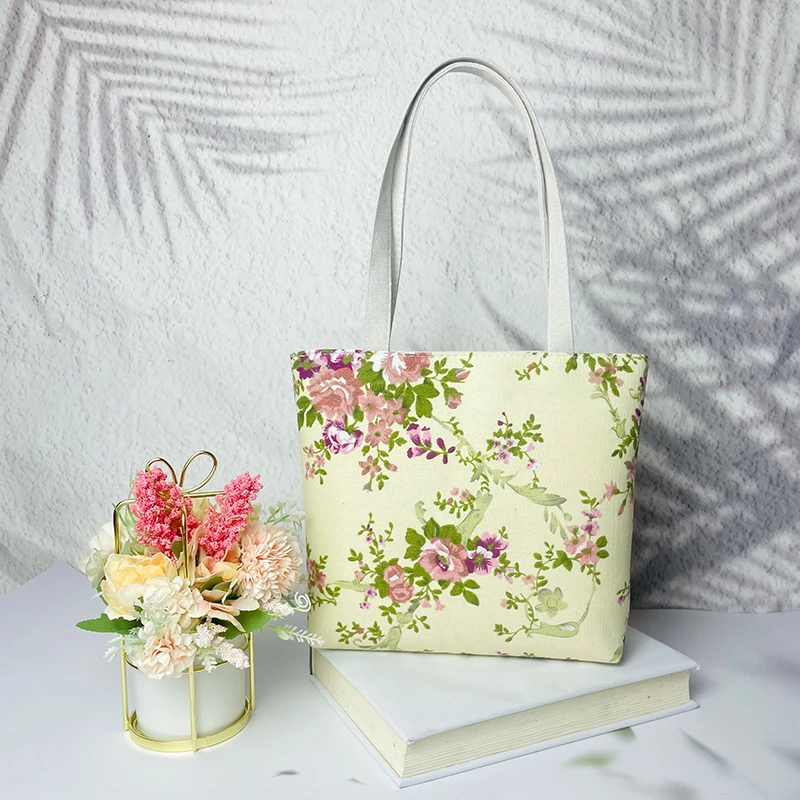 S222女士手提帆布包印花单肩包时尚百搭休闲文艺简约小号手提包