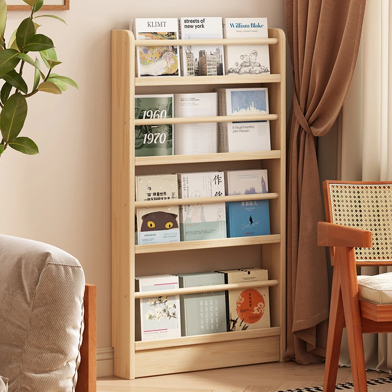 儿童书架实木落地绘本架家用书本收纳置物架子多层简易小型报刊架
