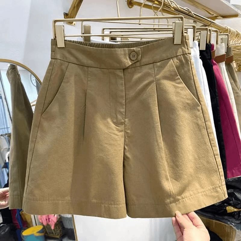 啄木鸟夏季新款短裤子女高腰宽松休闲时尚显瘦百搭a字阔腿裤