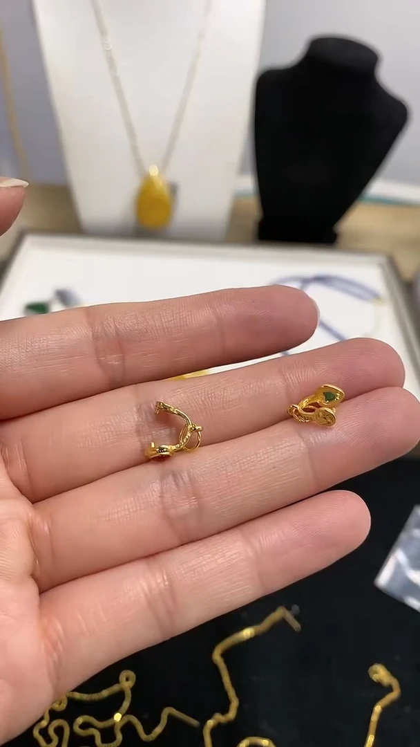 【闪购商品】石榴石颈饰未镶嵌FR332-石榴石银镶配饰红色绿色两个