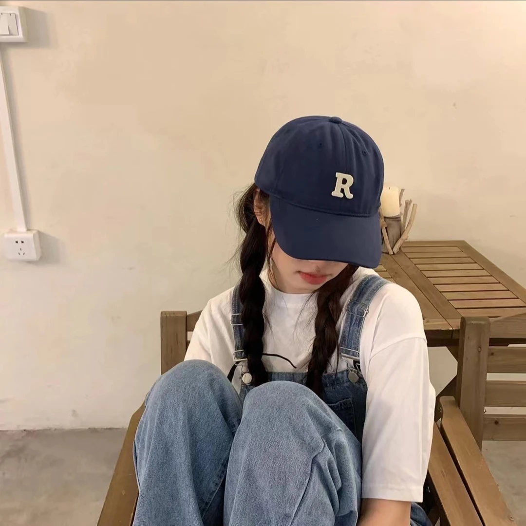 zj.R标藏青棒球帽女大头围显瘦显脸小百搭运动帽子男鸭舌帽潮新娘