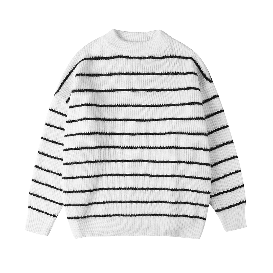 York Zoom春季经典保暖毛衣宽松情侣圆领百搭休闲潮流复古男长袖