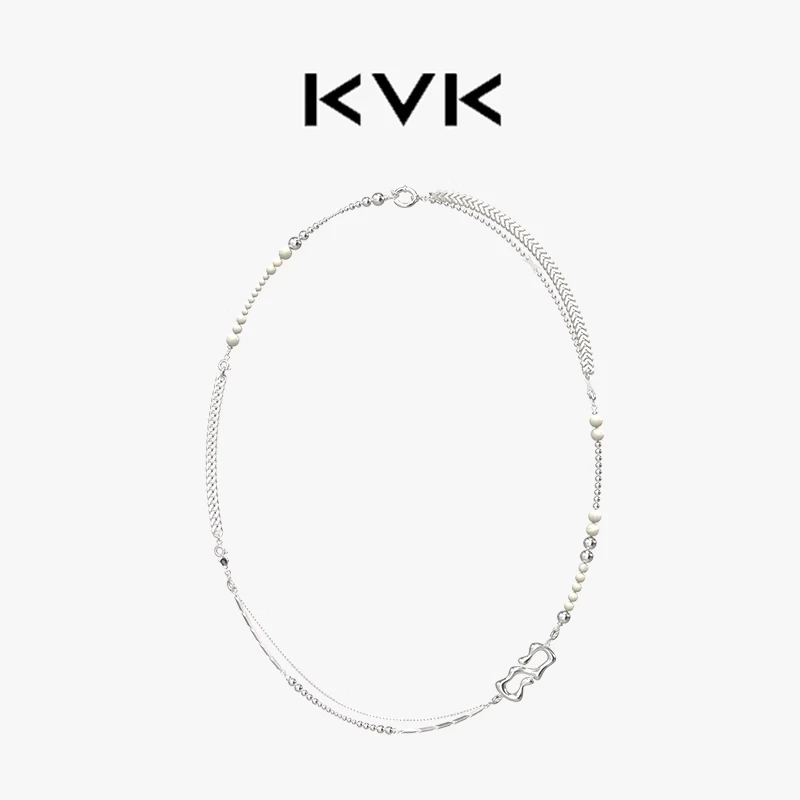KVK 合金项链 KVK X 潜能系列天然白贝玉基础长项链