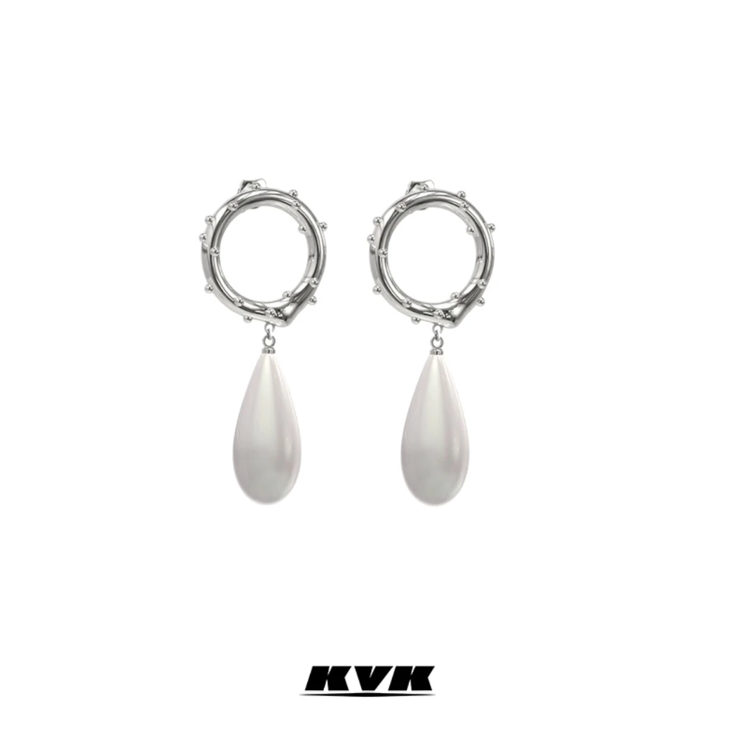 KVK 铜合金耳饰 【刘宇昕同款】秀款系列珍珠拼接耳钉B款一对