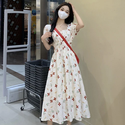 碎花温柔法式夏季收腰显瘦方领新款2024温柔风小众碎花方领外套