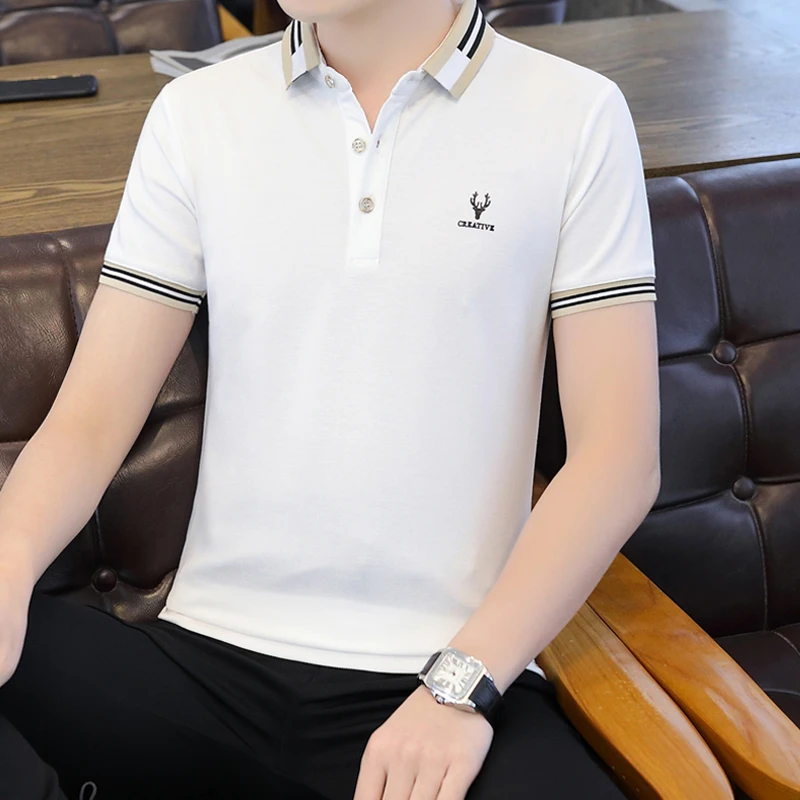 男装polo衫丝光舒适透气短袖t恤夏季新款商务休闲百搭翻领男上衣