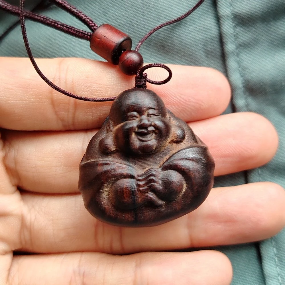 （吊坠弥勒佛）3.3/3巴布亚贡木天然复古原木雕刻文玩