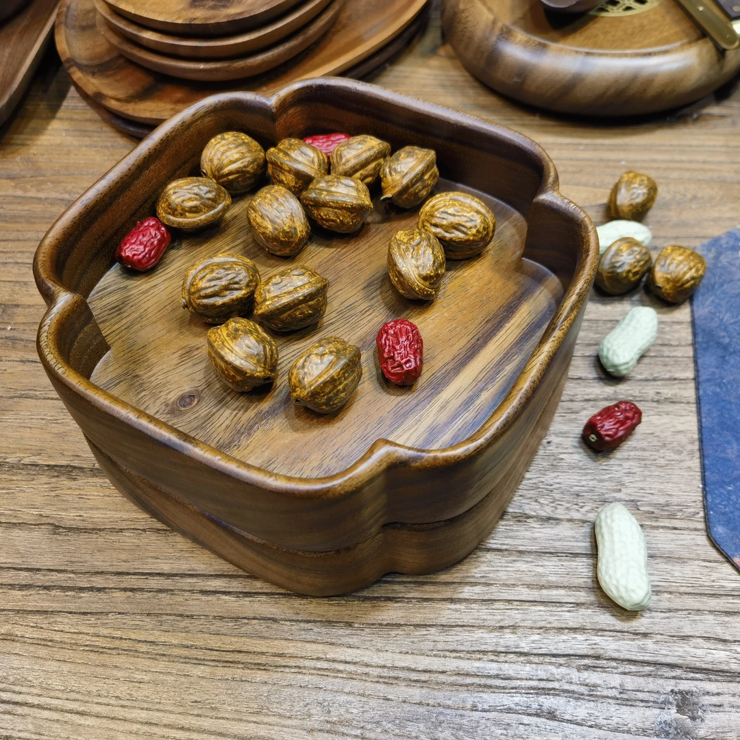 胡桃木大号海棠钵【单个19*19*4厚】