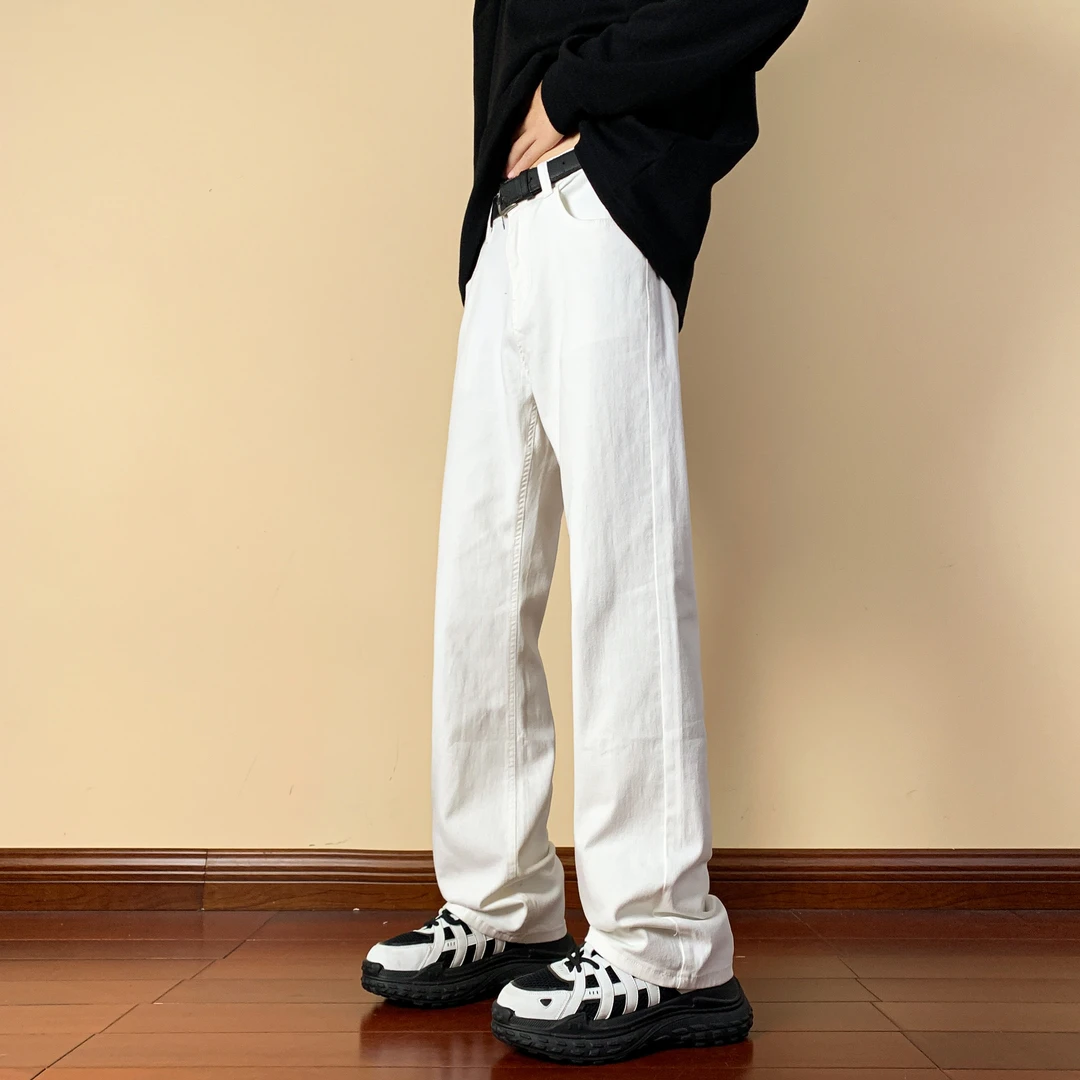 牛仔裤男款爆款2024新款美式复古牛仔裤白色男士宽松直筒休闲裤子