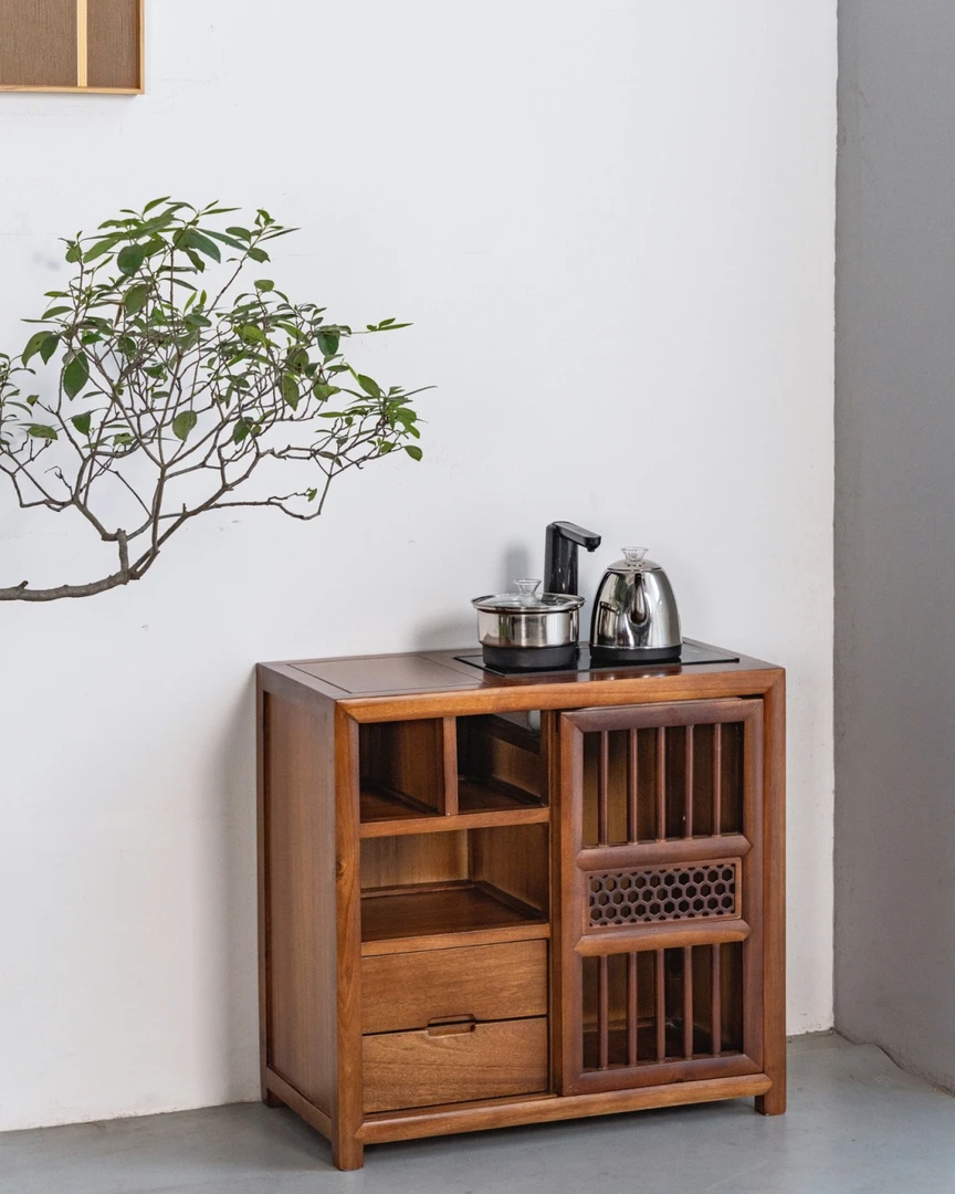 （喷漆工艺）胡桃木流云客厅家用茶柜茶水柜茶边柜储物柜柜子实木