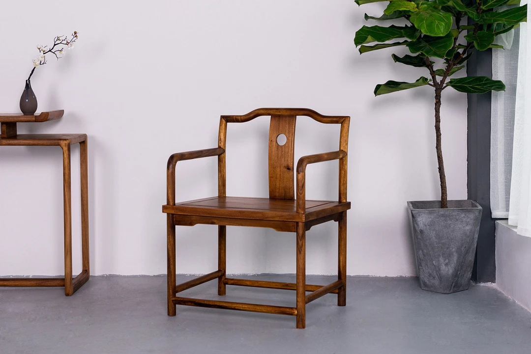 （喷漆工艺）简约茶椅胡桃木书椅梧栖客椅62-51-78桌椅禅意新中式