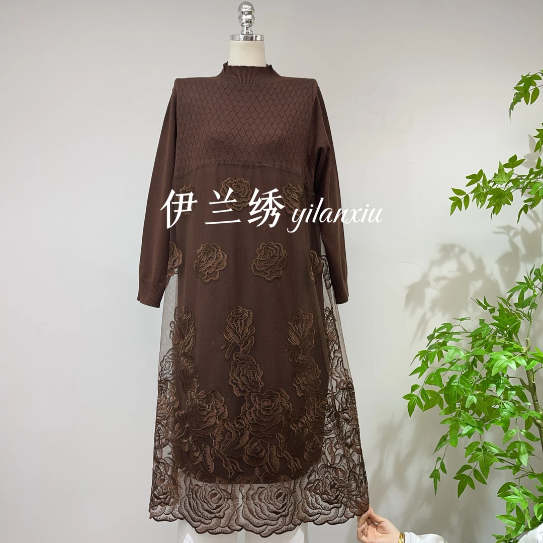 长袖连衣裙春秋冬新款蕾丝中长款百搭宽松遮肚