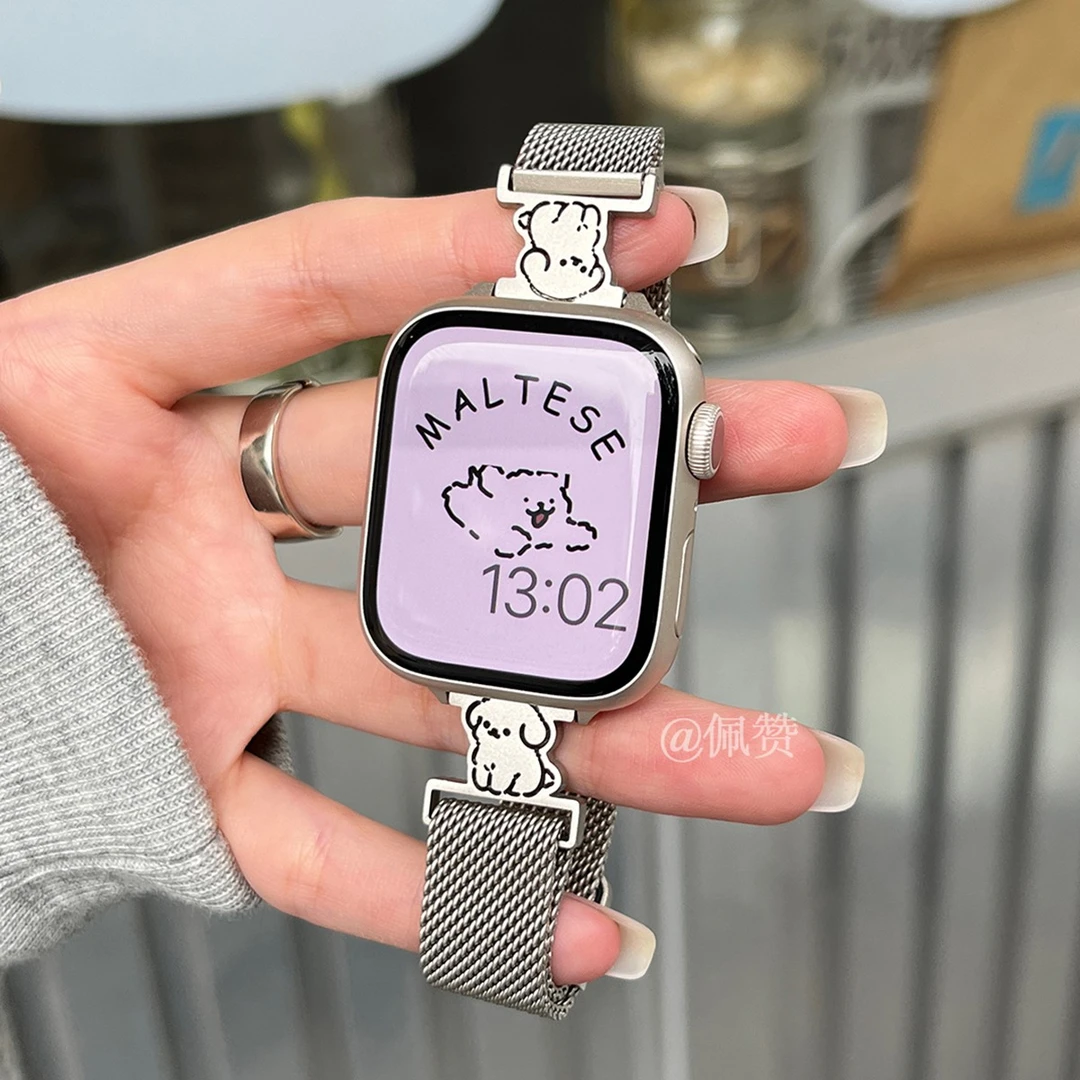 小狗猫咪华为荣耀手表5/4表带运动新高级米兰尼斯金属男女细适用