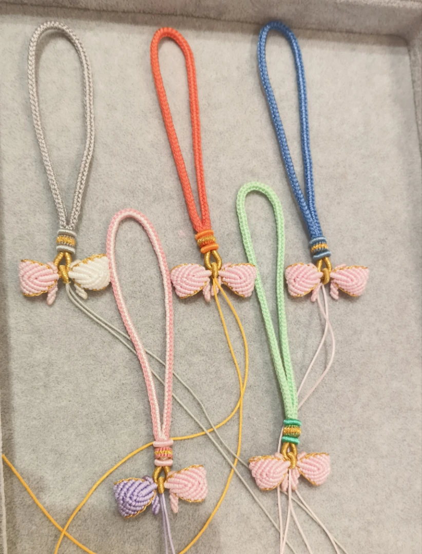 非金属锦纶吊坠 纯手工编绳蝴蝶结挂件扣手把件