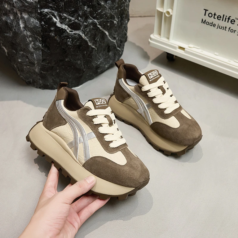 2025运动鞋新款阿甘鞋女时尚潮流休闲鞋老爹鞋百搭厚底增高德训鞋