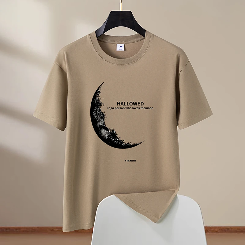 春夏男士短袖T恤宽松休闲透气百搭圆领印花半袖情侣款大码潮流