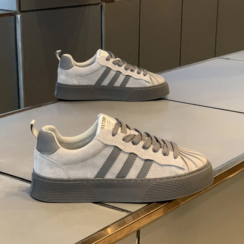 男鞋秋季2023新款低帮潮牌贝壳头运动休闲鞋韩版百搭磨砂皮潮鞋男