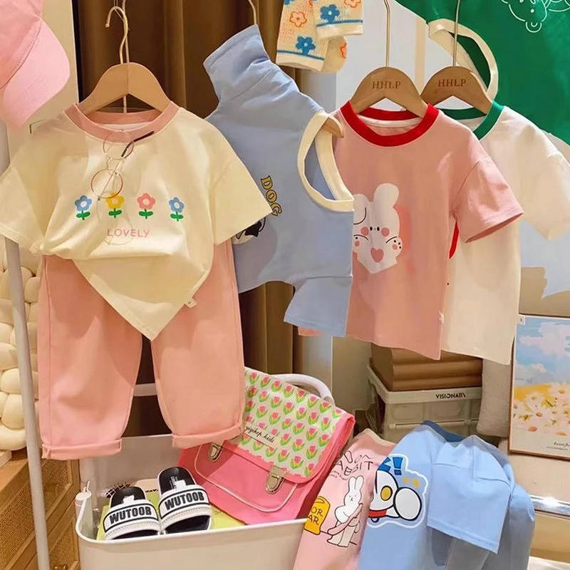 【一件过夏天】女童短袖T恤2025新纯棉洋气立体百搭卡通半袖韩版