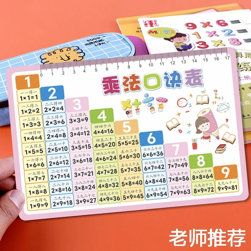 九九乘法口诀表卡片全套小学生一二年级数学99乘法除法口诀表PVC