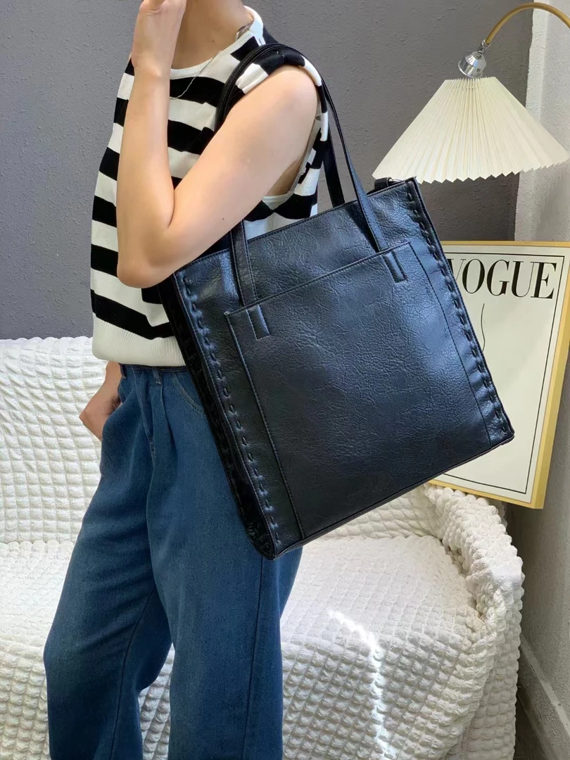 牛皮单肩斜挎包女士2024新款复古休闲真皮女包百搭款大容量5111-1